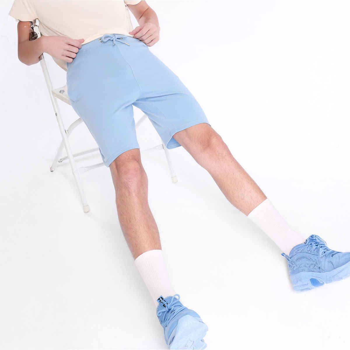 Nobero Men Zip Pocket Shorts - Powder Blue - XL