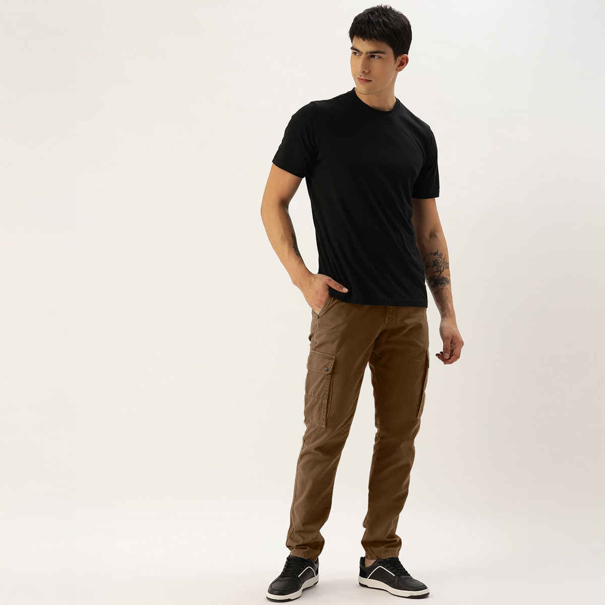 IVOC Men's Slim Fit Cargo Trousers | Grey - 36