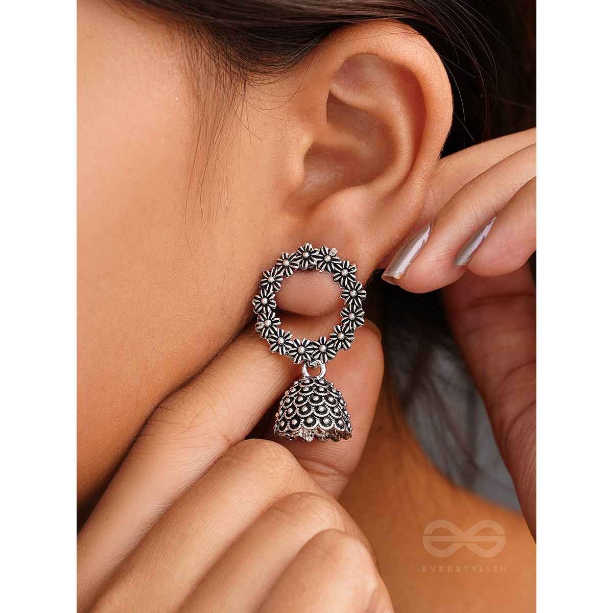 Everstylish The Frosty Wreath- Oxidised Jhumka Earrings