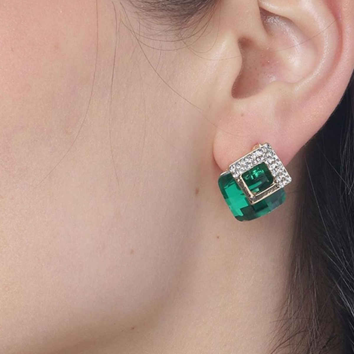 YouBella Jewellery Fashion Crystal Stud Earrings For Girls And Women - Green