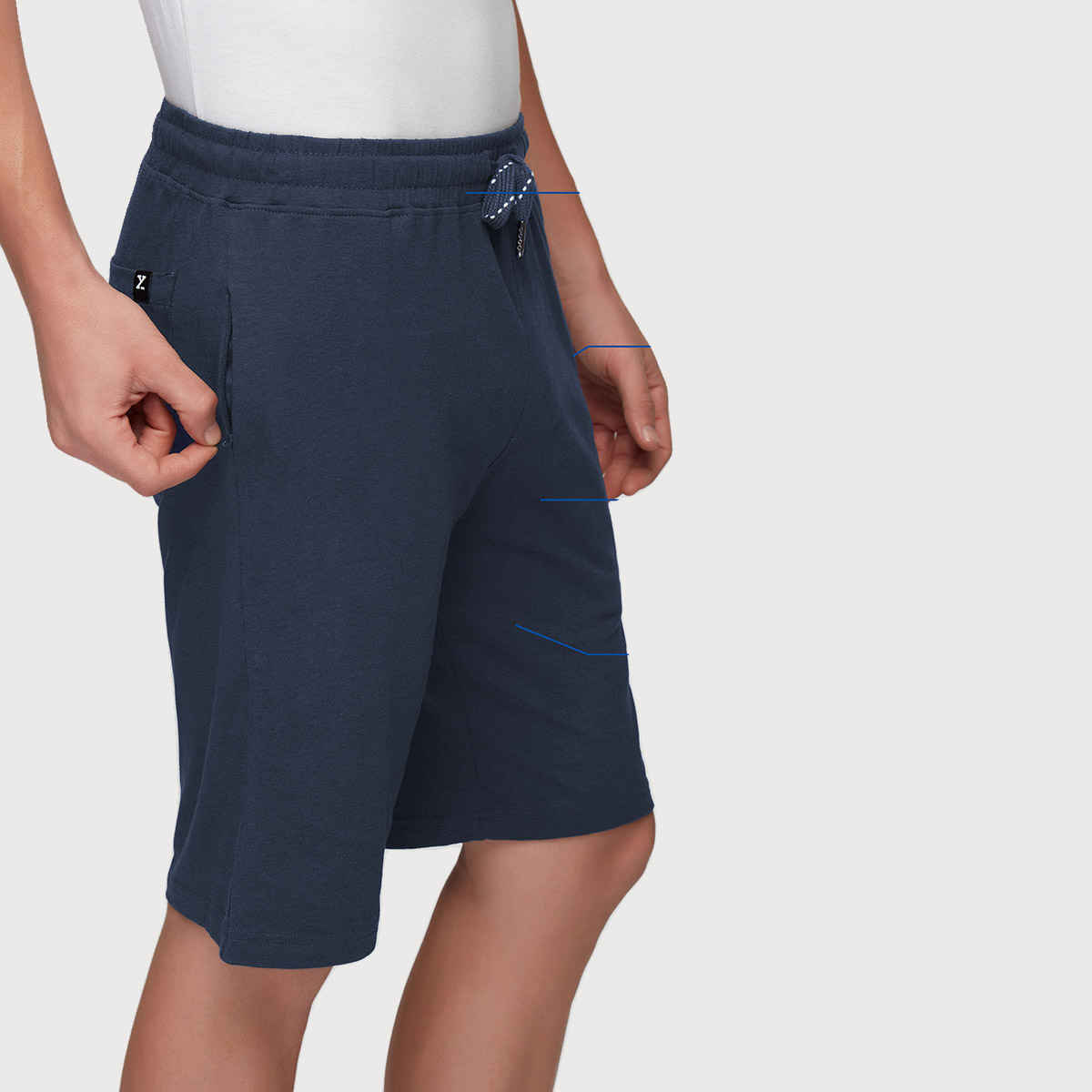 XYXX Ace Cotton Modal solid Shorts | 2 Side Pocket with zip | Dress Blue- M