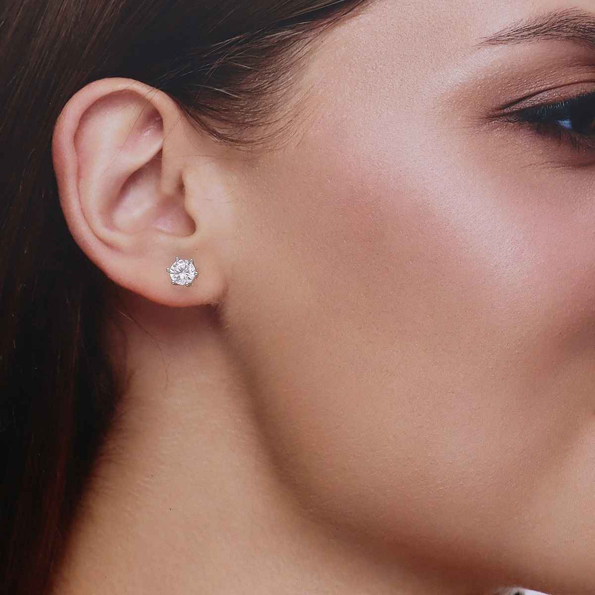 Kai Jewel Silver Large Round Solitaire Stud Earrings