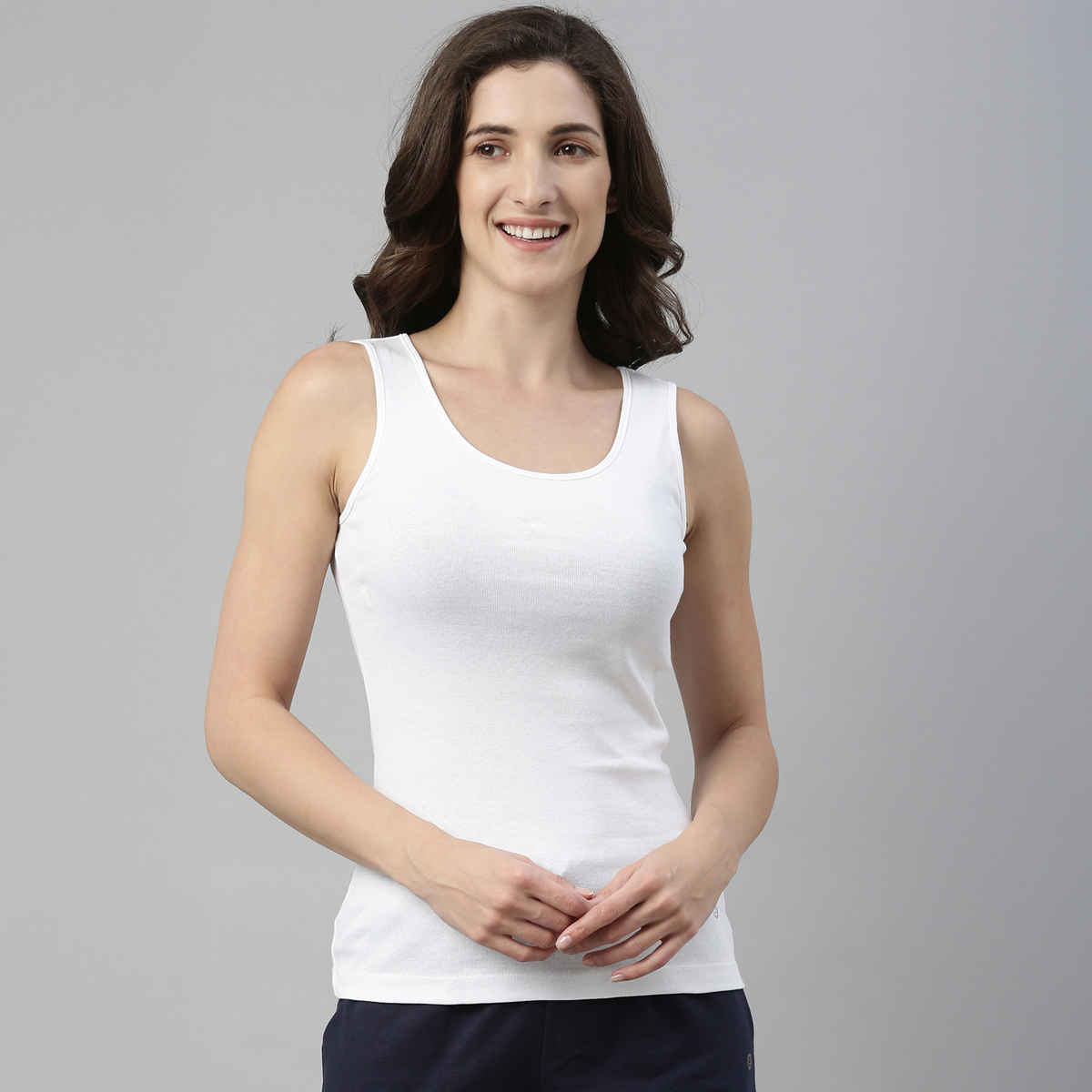 Enamor Women's E025 Slim Fit Tank Top|Stay New Finish | White-XL
