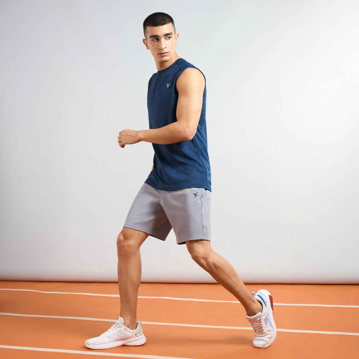 Technosport Men Poly Solid Slim Fit Sports Shorts with TS FLEXI | Light Grey | XL