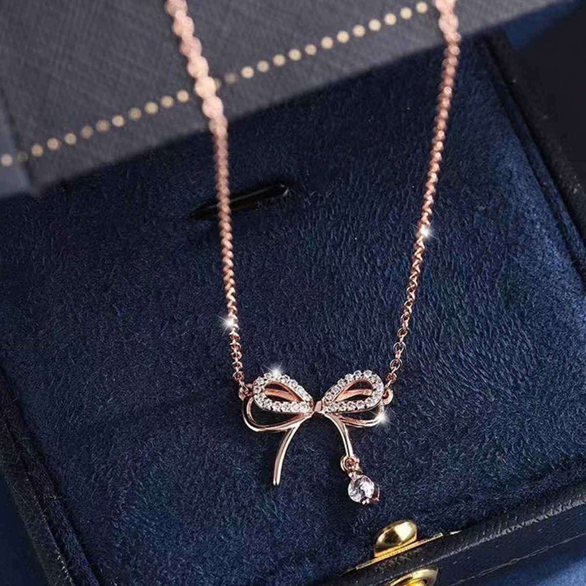 Designs & You Rose Gold Plated American Diamond Studded Infinity Shape Korean Pendant | 1 pack