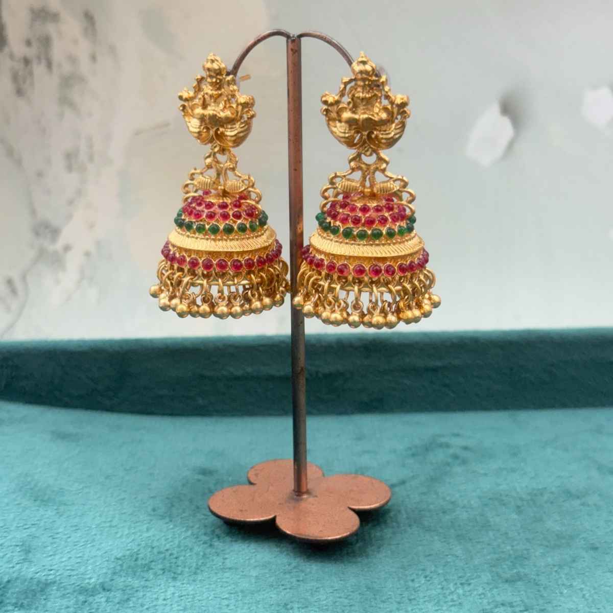 The Opal Factory Temple Jewelry Laxmi Jhumki Earrings | Gold