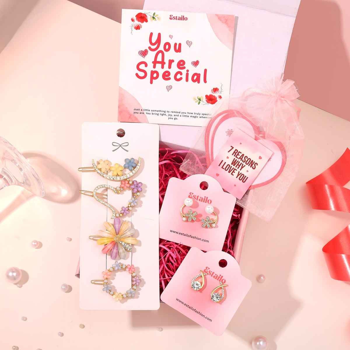 Estailo Fashion Women's Gift Combo Earrings & Hair Accessories | Women's Day