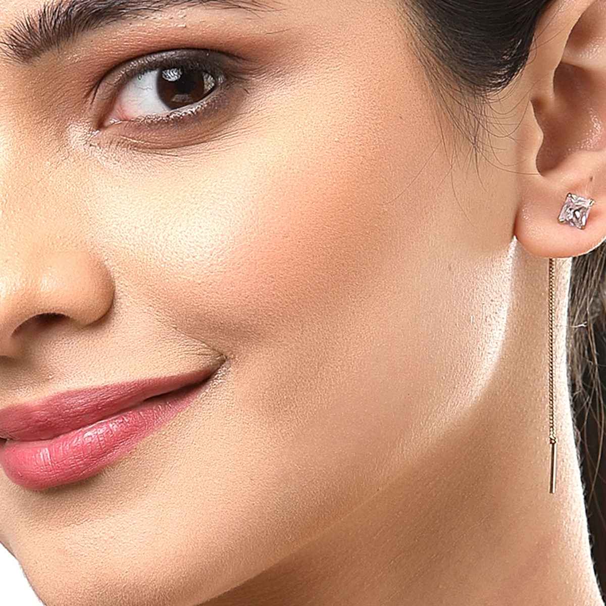 Zeneme Gold Plated Red Teardrop Shaped 4 Pair Studs Earrings For Women & Girls