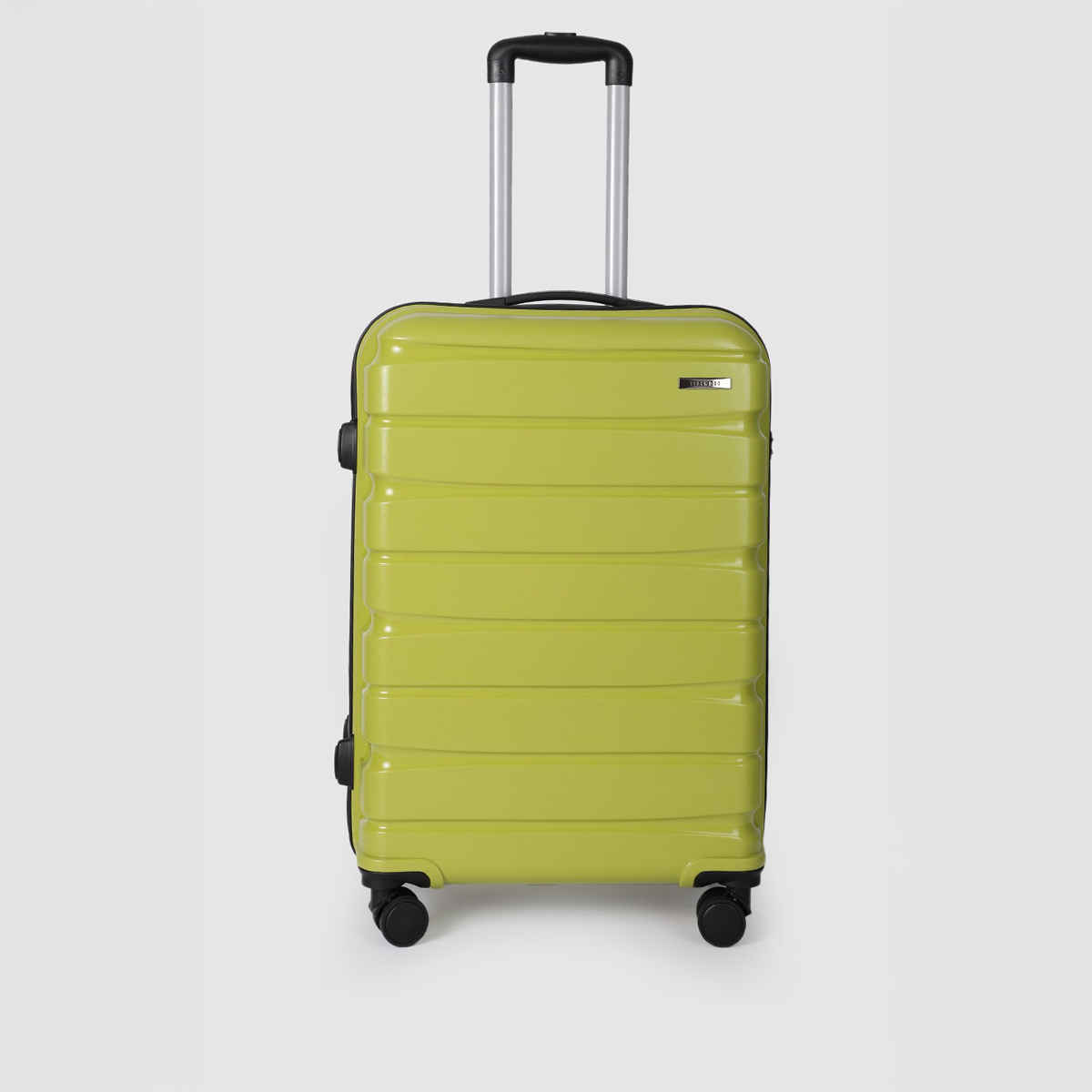 Teakwood Leather 360 Degree Rotation Hard Trolley Bag | Lime Green - Medium