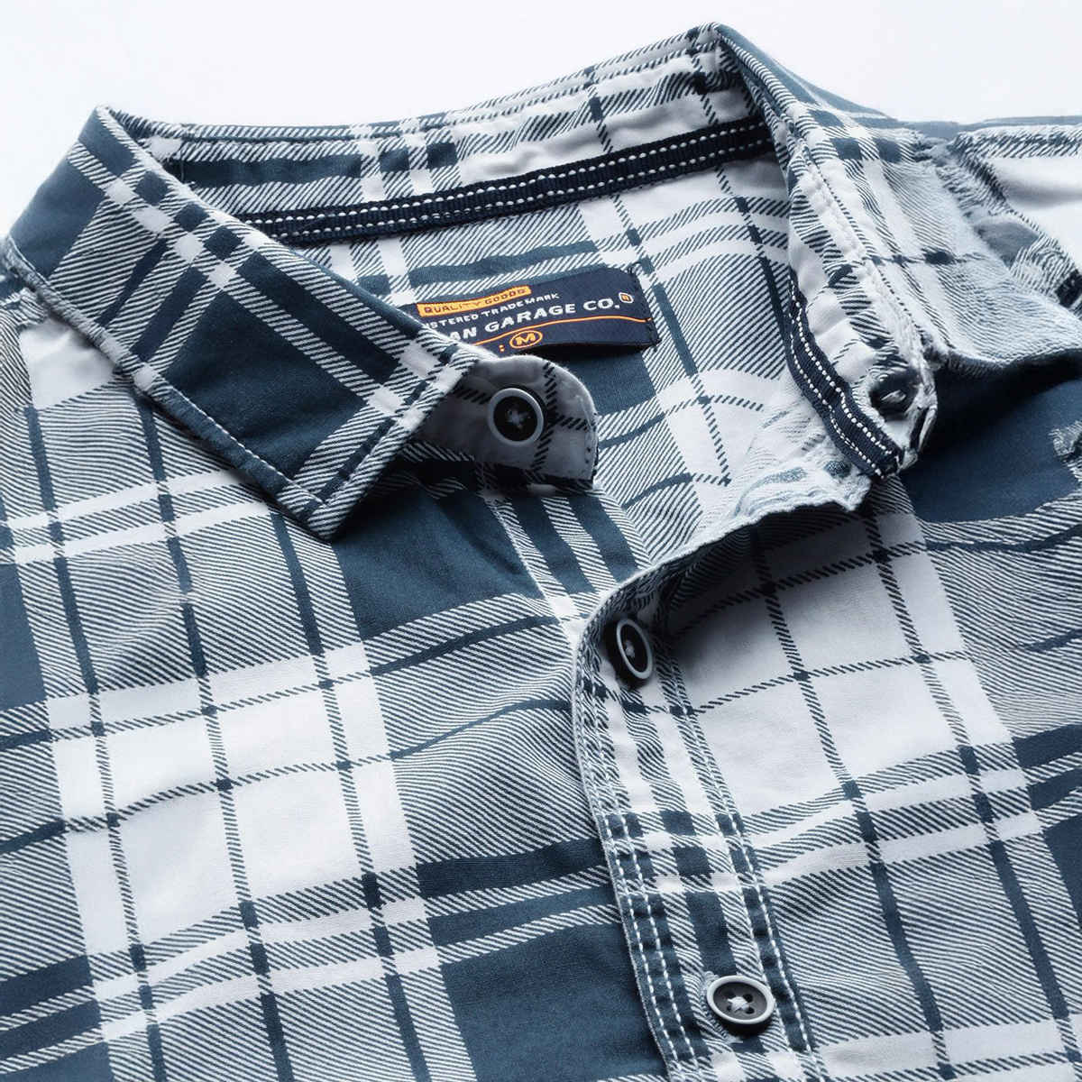 The Indian Garage Co Men's Slim Fit Checked Casual Shirt | White - M