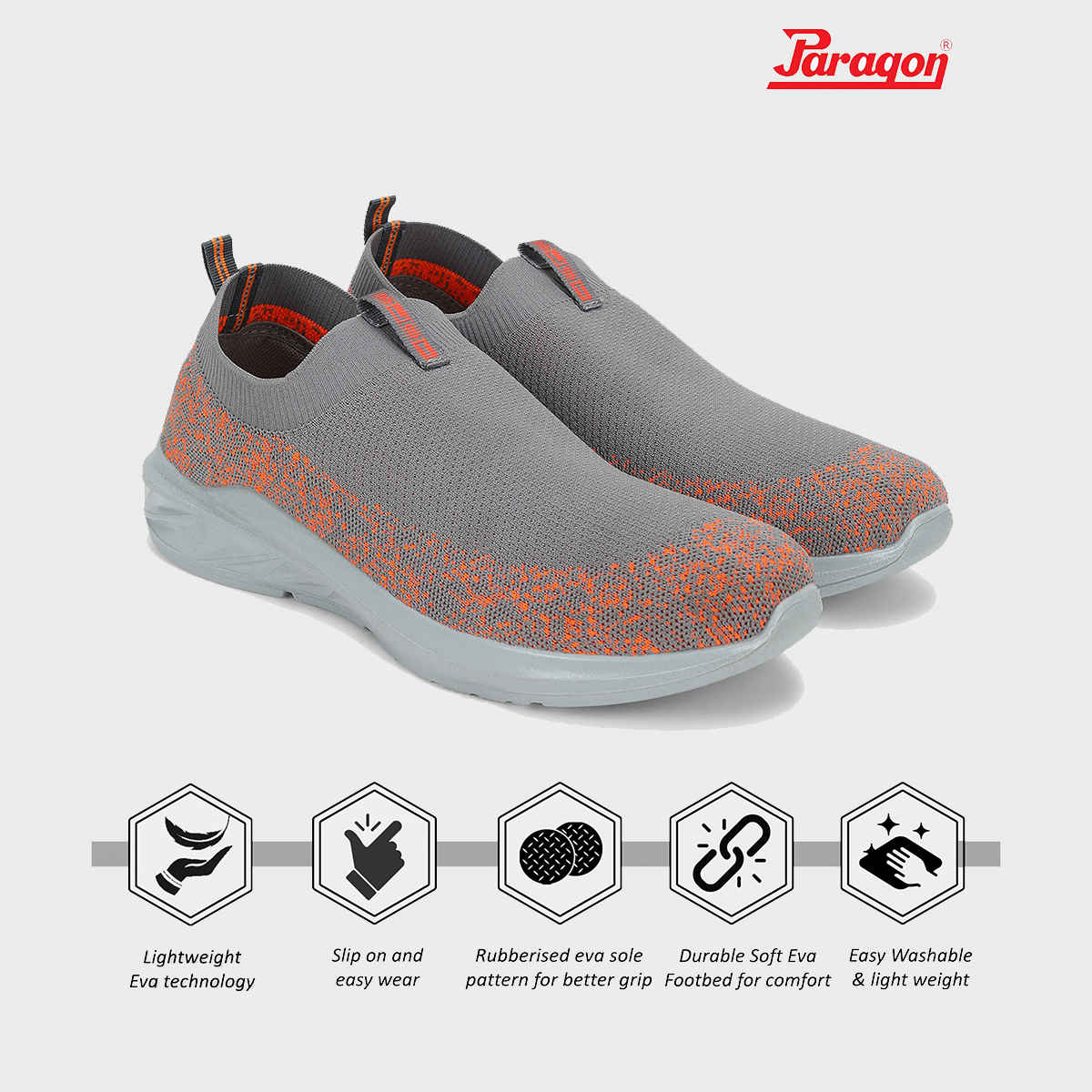 Paragon Men's Grey Pu Sports Shoes PUK3504GS UK 9