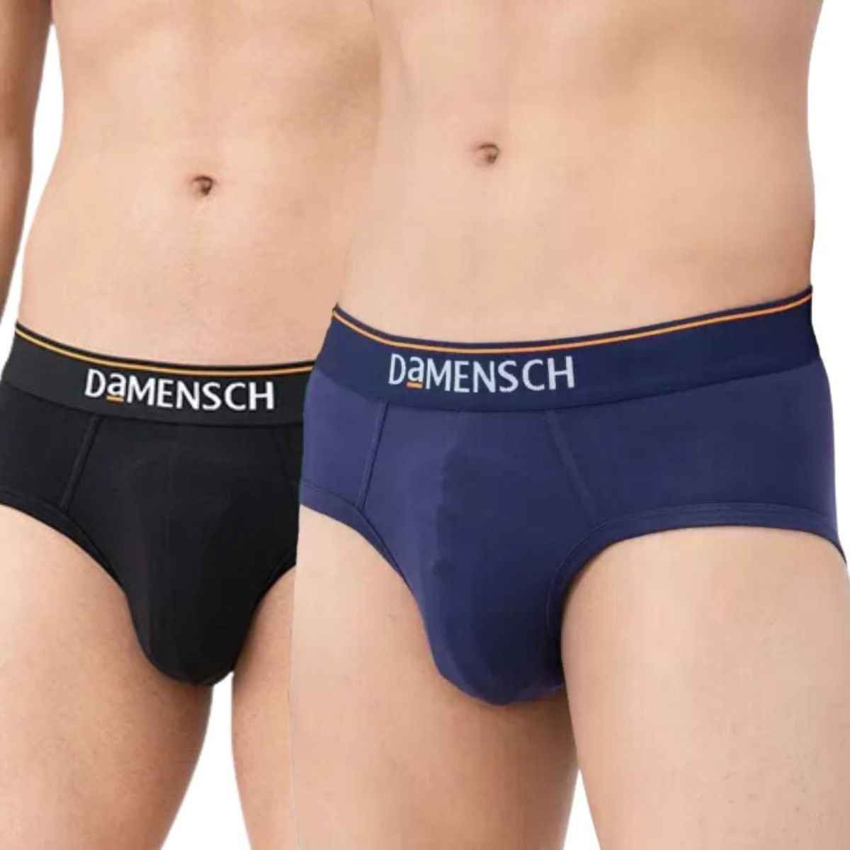 DaMENSCH Men's Basic Solid Brief | Black Knight and New Navy - M