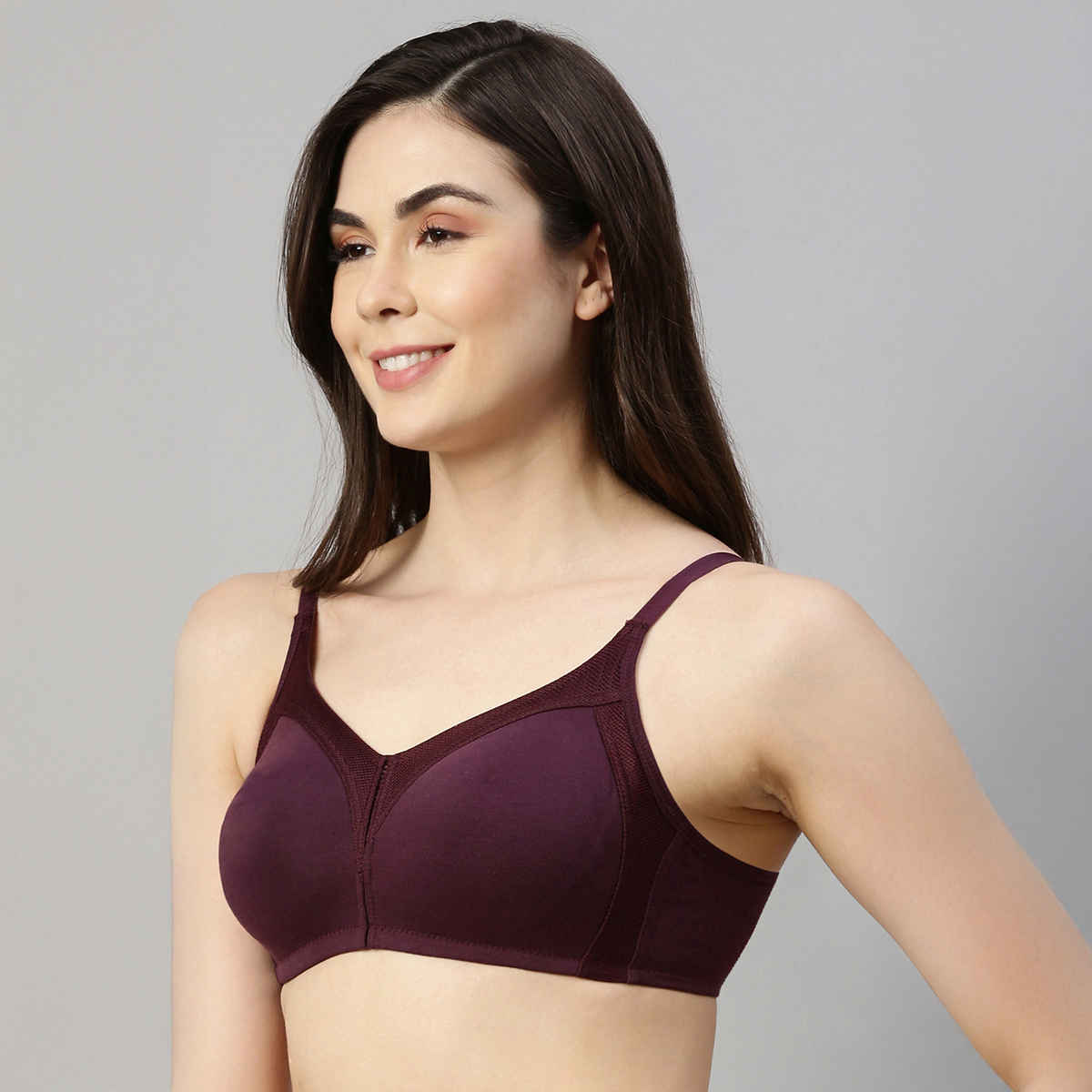Enamor Women's AB75 Full Support Fab-Cool Cotton Bra | Non Padded | Wirefree | Purple - 38B