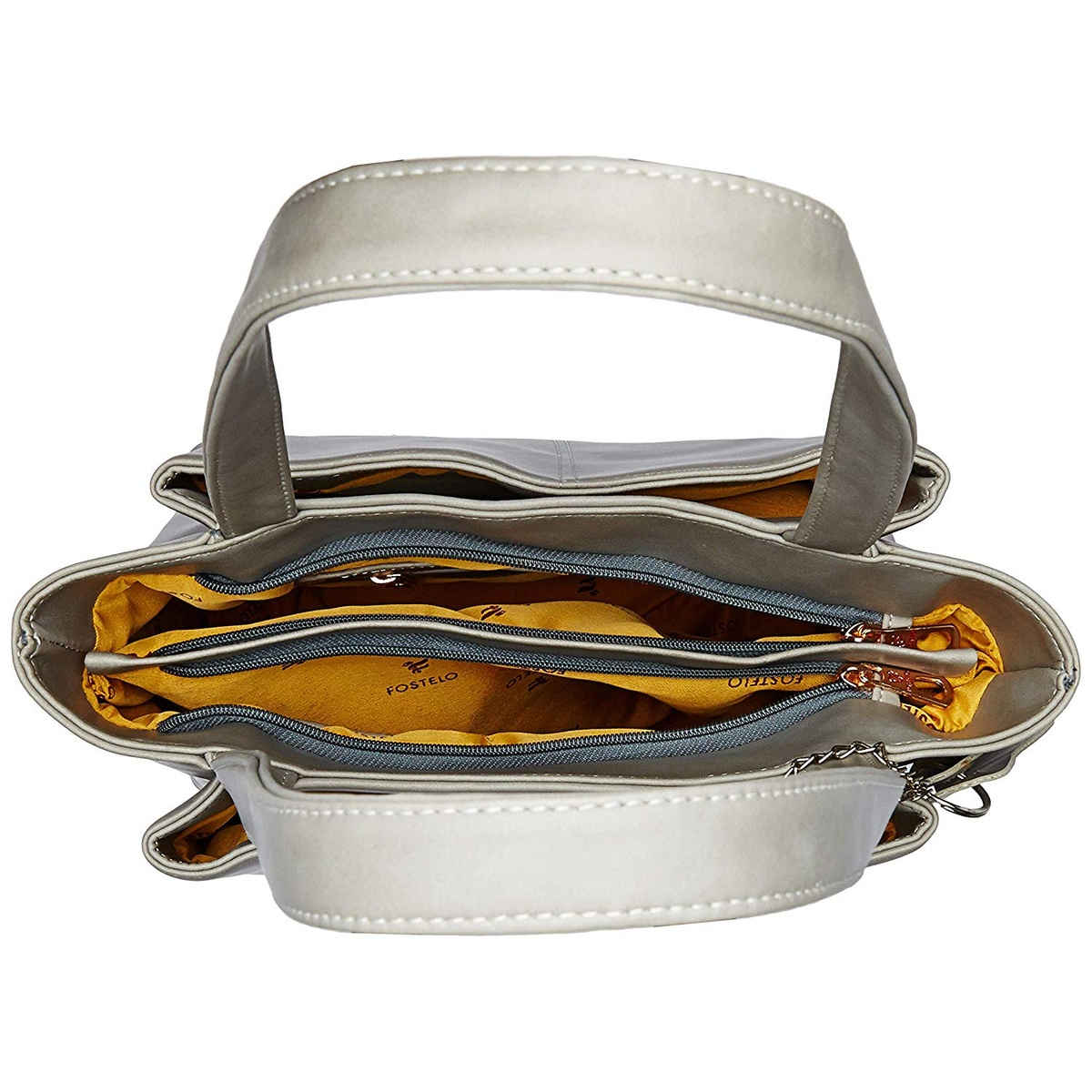 Fostelo Women's Vegan Leather Florence Handbags Shoulder Hobo Bag Ladies Purse | Grey | Large