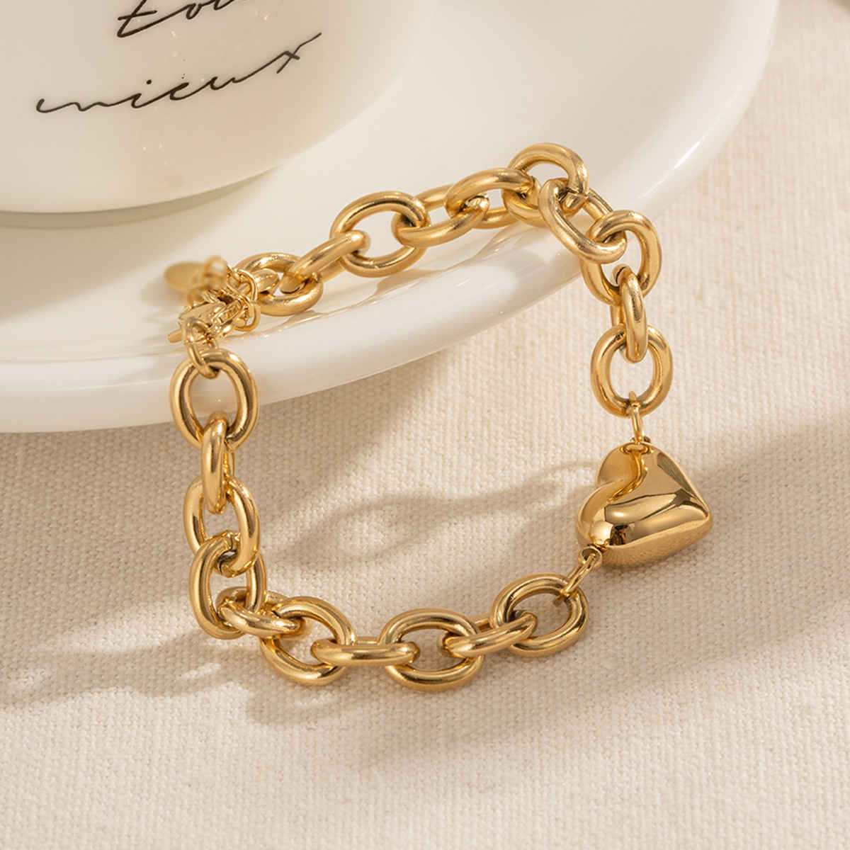 LabelShe Gold Plated Stainless Steel Heart Themed Bracelet | LS-BNG-16202