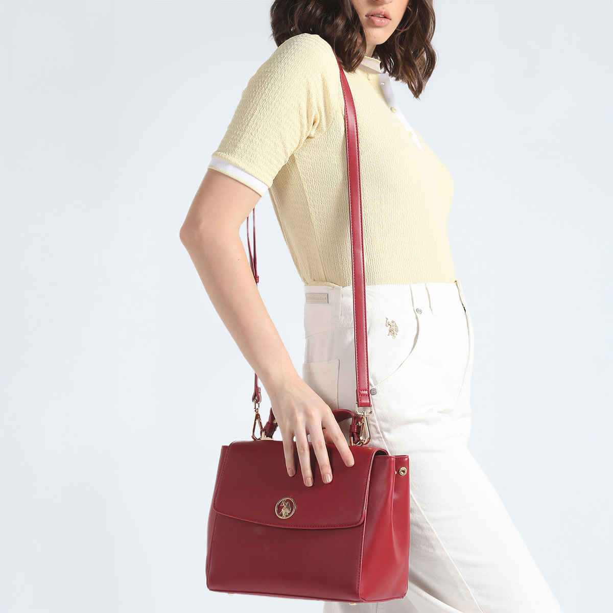 U.S. Polo Assn. Solid Structured Sling Bag | Red