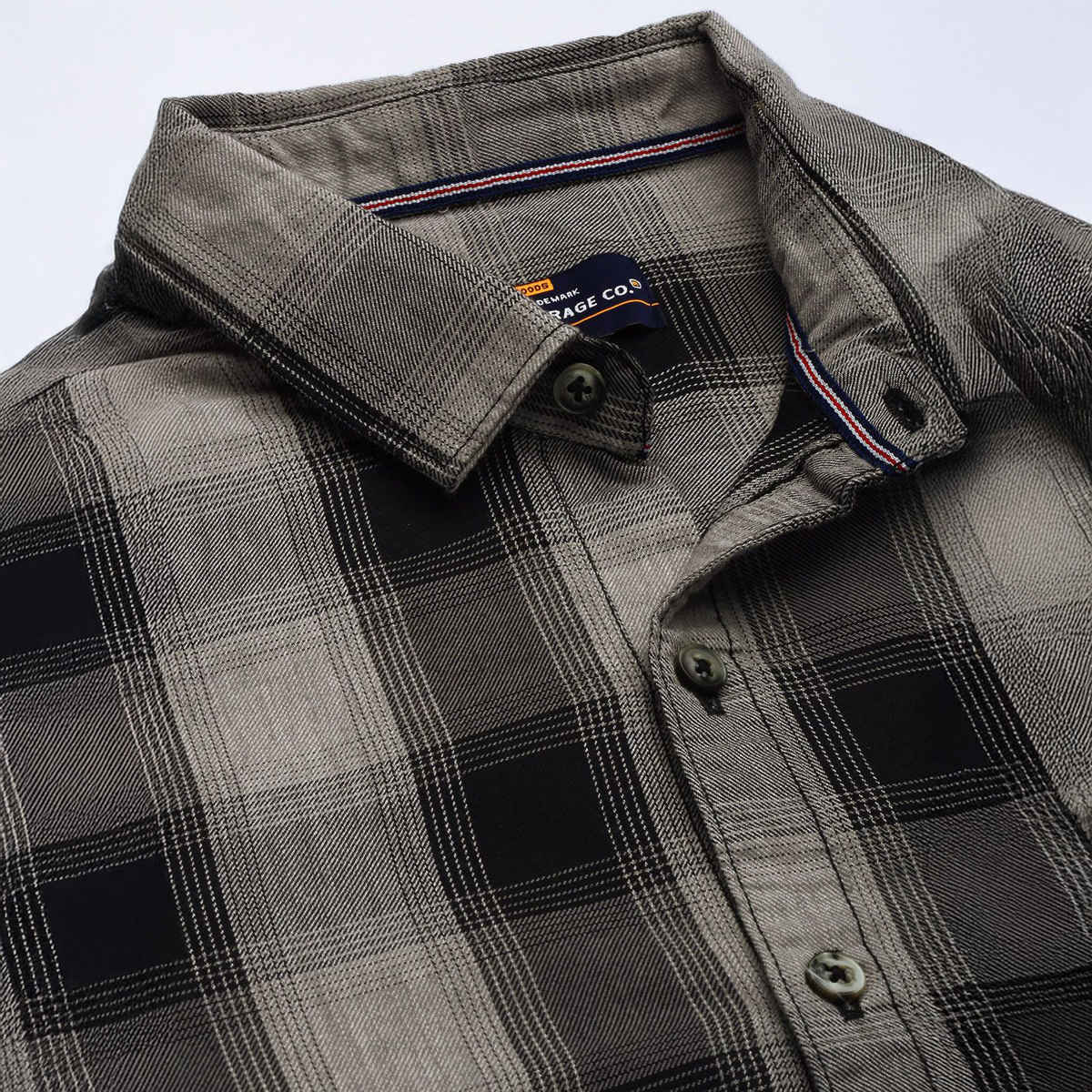 The Indian Garage Co Men's Slim Fit Checkered Casual Shirt | Grey - XL