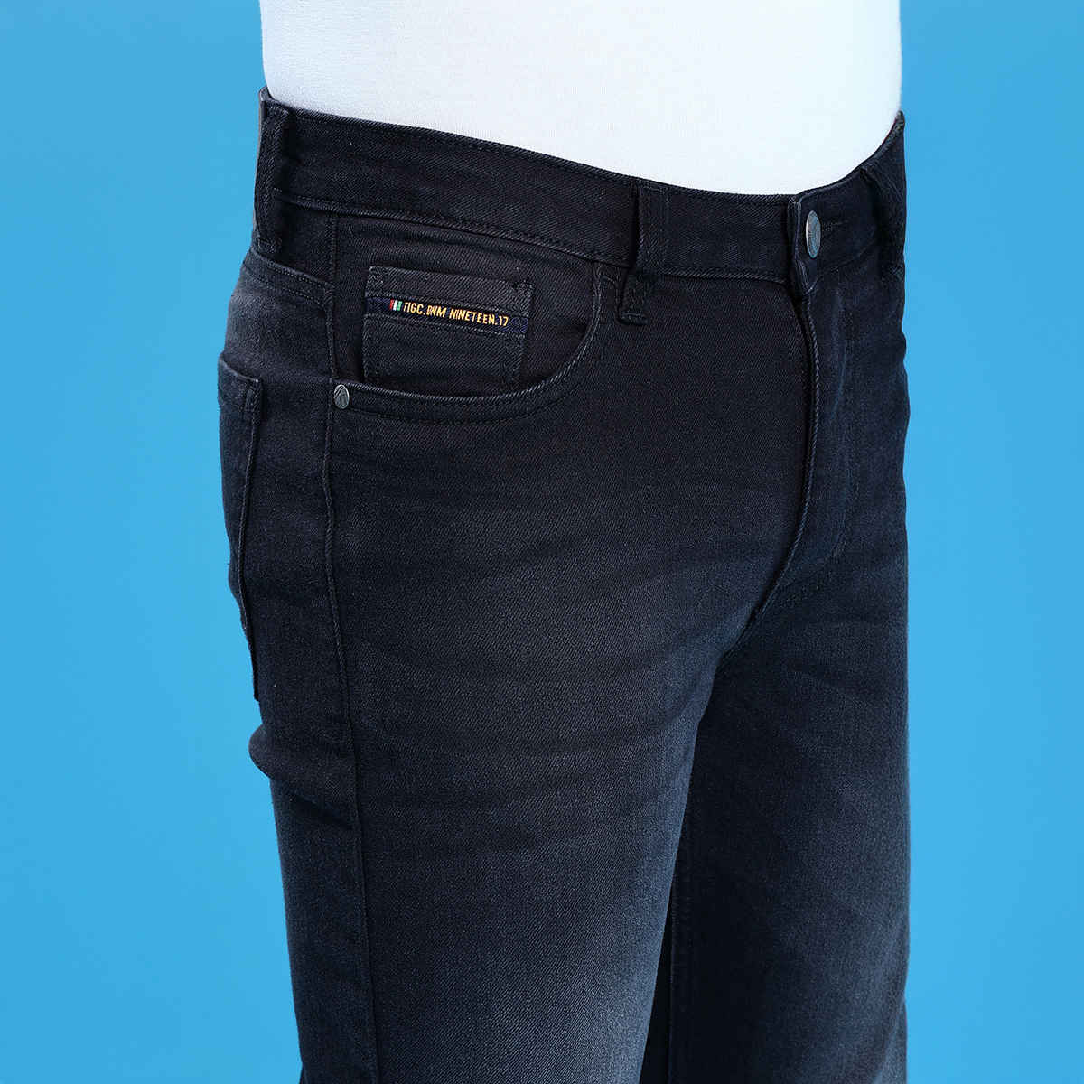 The Indian Garage Co Slim Fit Solid Casual Jeans | Black - 34