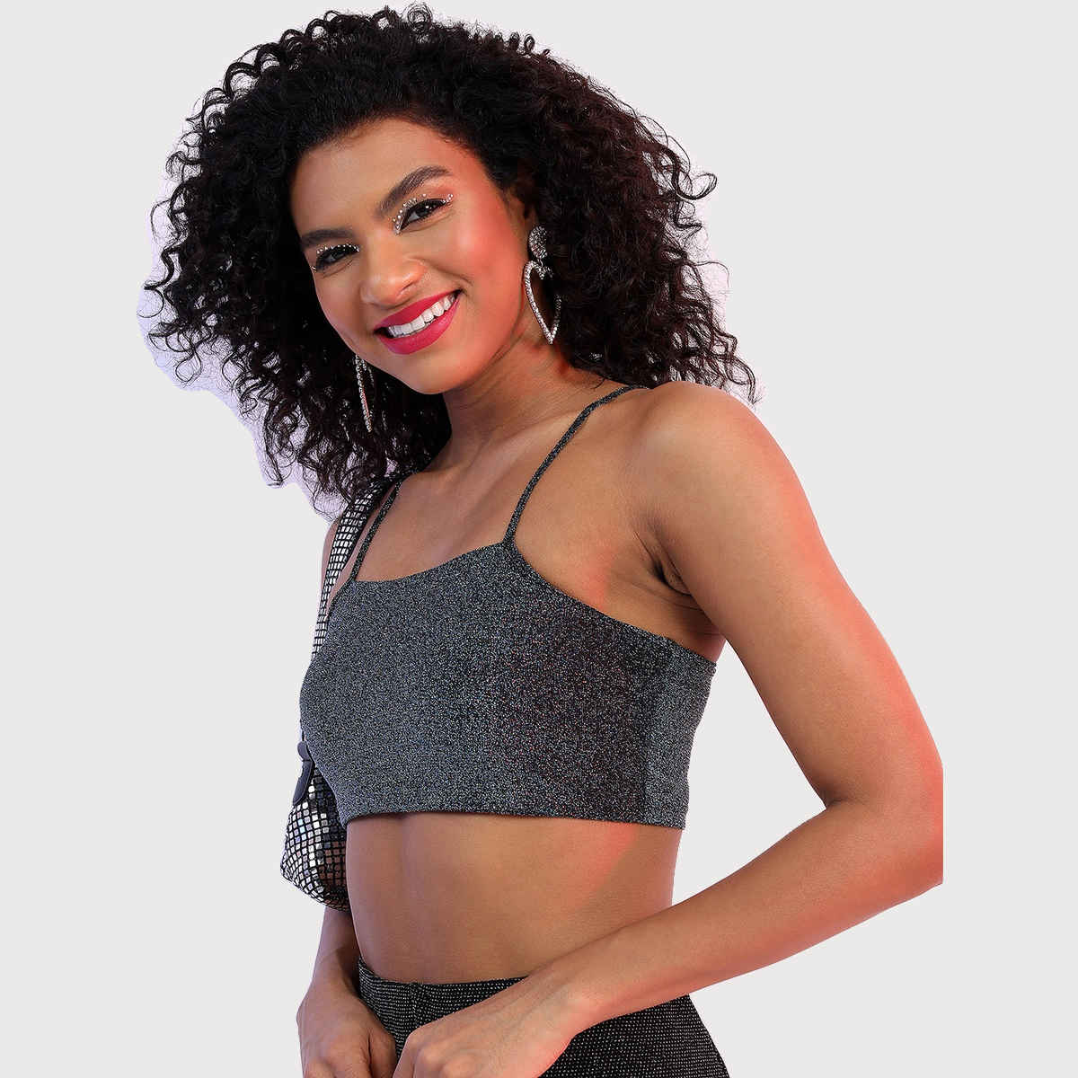 Ketch Women's Shoulder Straps Party Bralette Crop Top | Multicolor - M