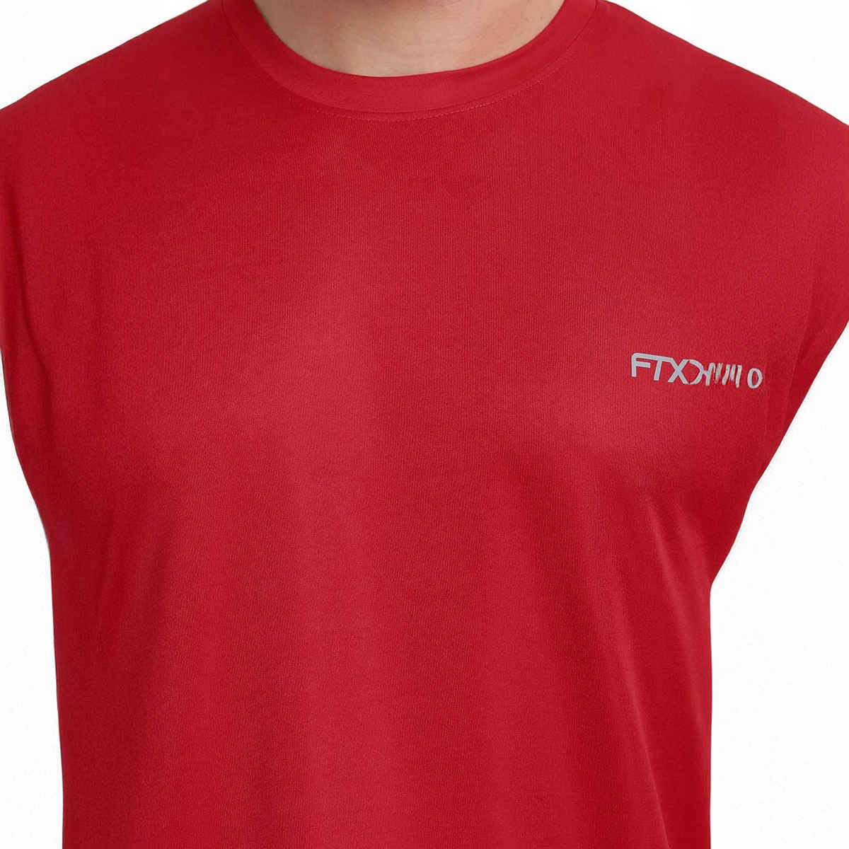 Ftx Men's Solid Round Neck Polyester Half Sleeve Casual T-shirt | Red | XL