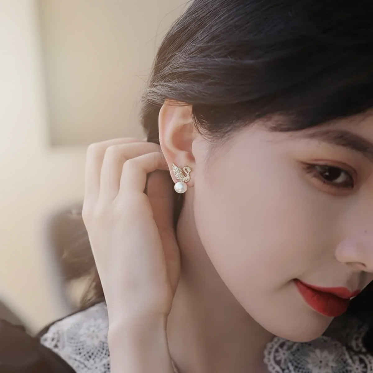 Estailo Fashion Take A Swan Dive Earring for Women | Stylish Lightweight Statement Jewellery