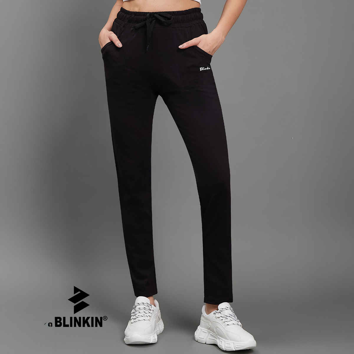 Blinkin Women's Cotton Pyjamas & Track Pants with Side Pockets | Black - L