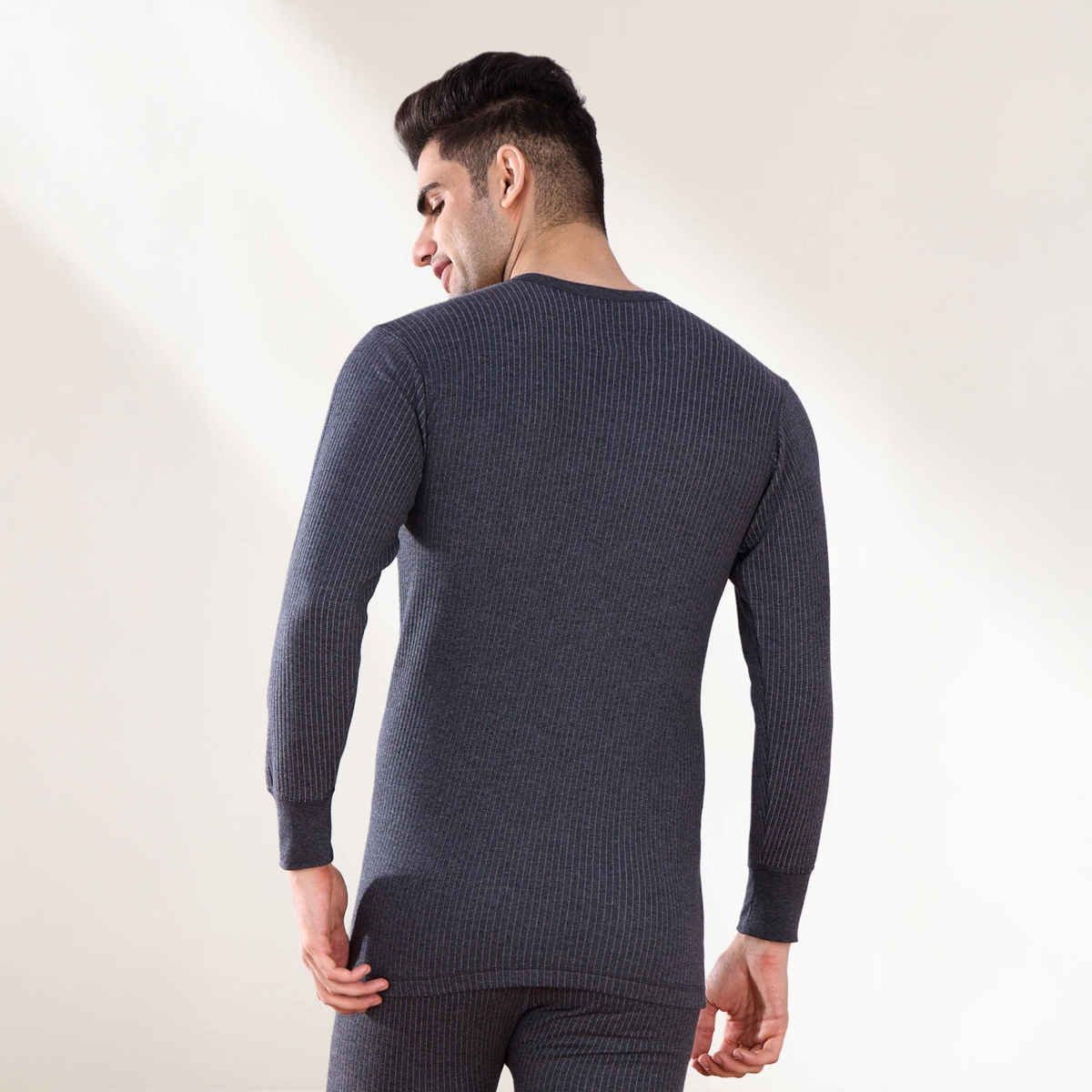 Lux Inferno Round Neck Full Sleeve Thermal Top for Men | Charcoal | 90 | Size L