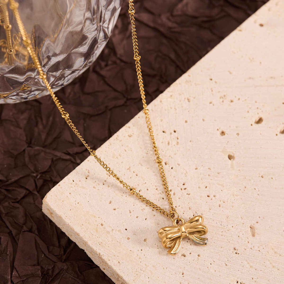 LabelShe Gold Plated Stainless Steel Bow Themed Pendant | LS-PS-26455