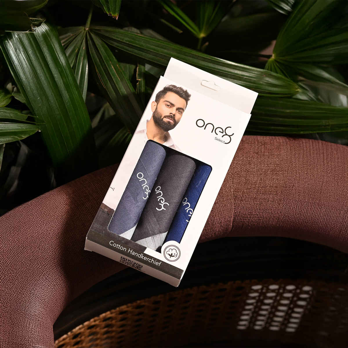 One8 Men's Solid Cotton Handkerchief | Dark Color