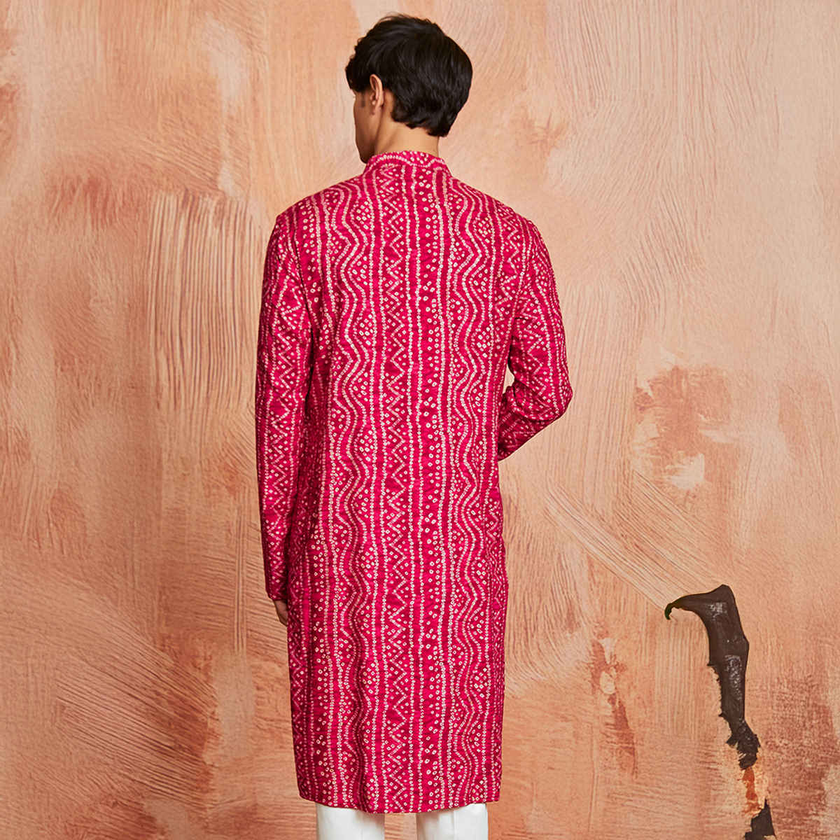 Vastramay Men's Falsa Rayon Kurta | Pink - M