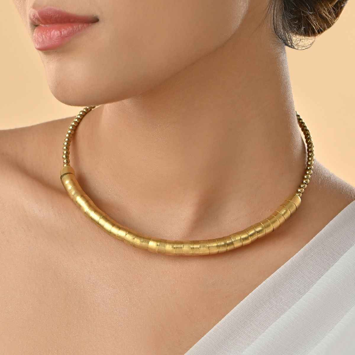 Fida Gilded Fused Beaded Choker Necklace