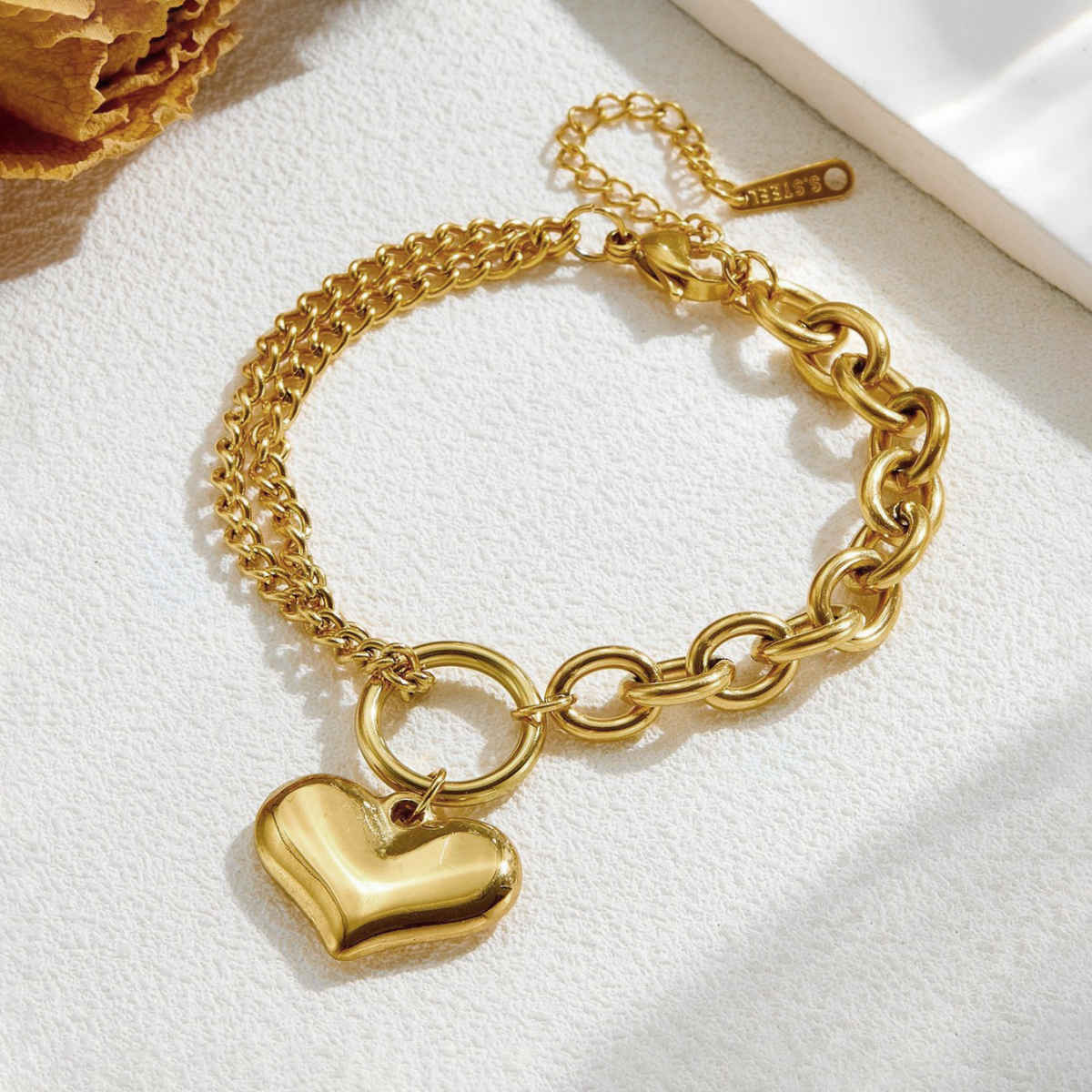 LabelShe Gold-Plated Heart Themed Charm Bracelet | LS-BNG-16166