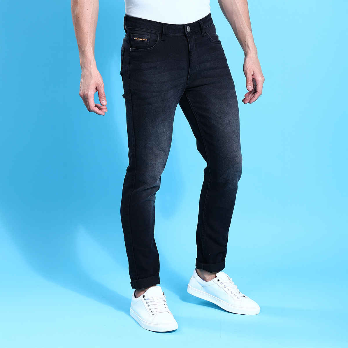 The Indian Garage Co Slim Fit Solid Casual Jeans | Black - 34