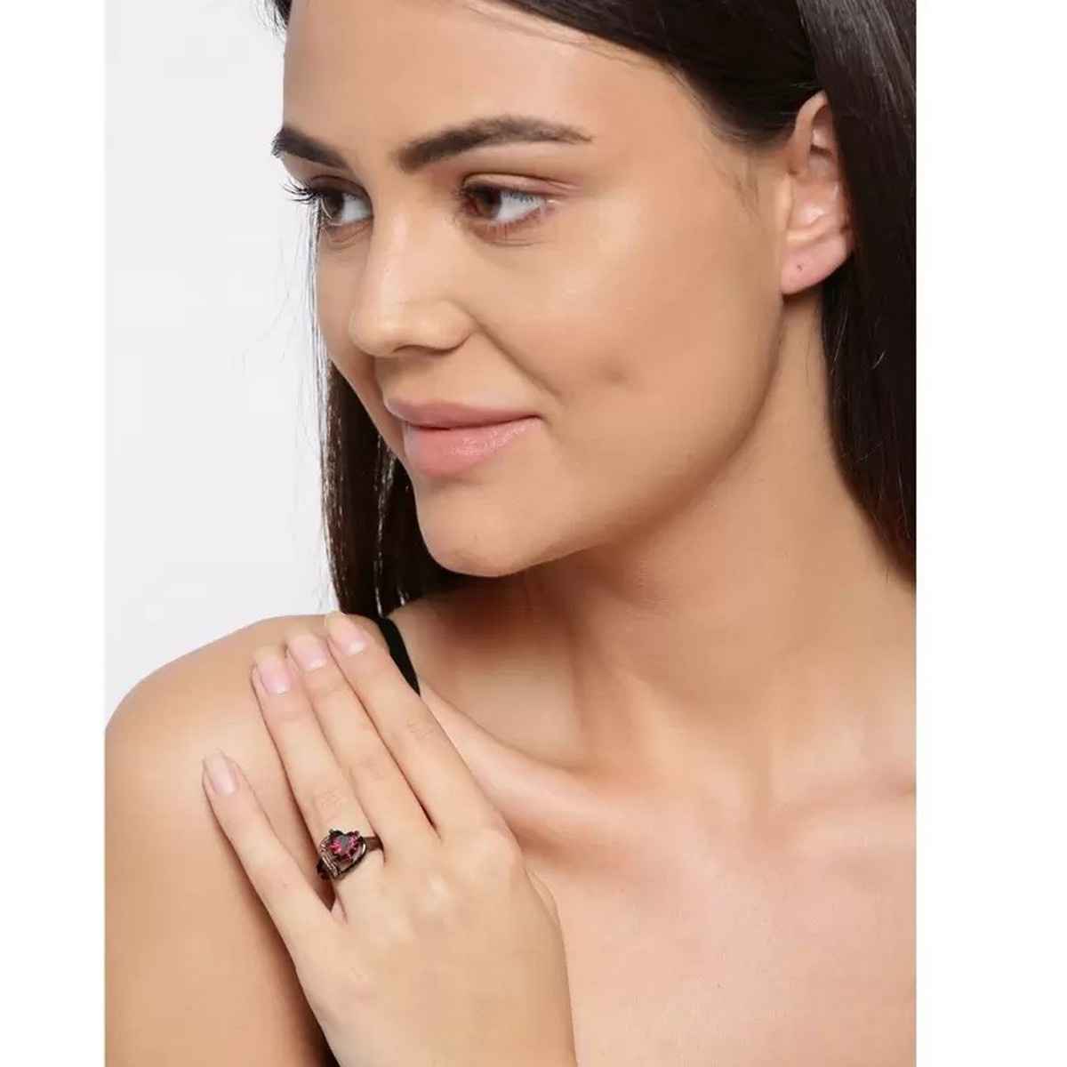 Fashion Frill Women's Heart Rings Red Onesize