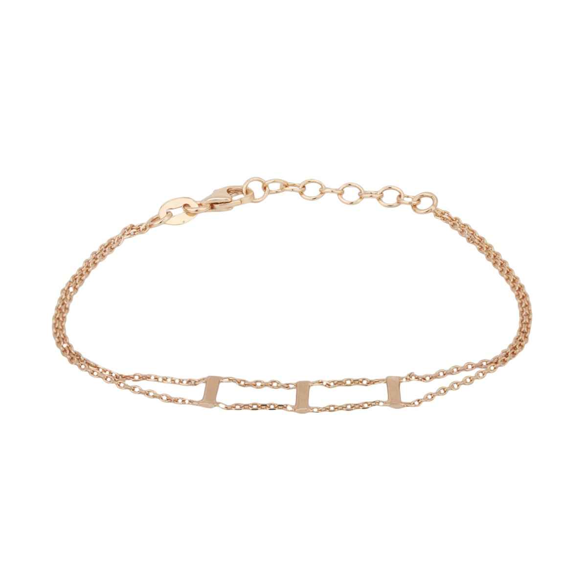 Carlton London 18kt Rose Gold Plated Double Chain Bracelet | FJB4350