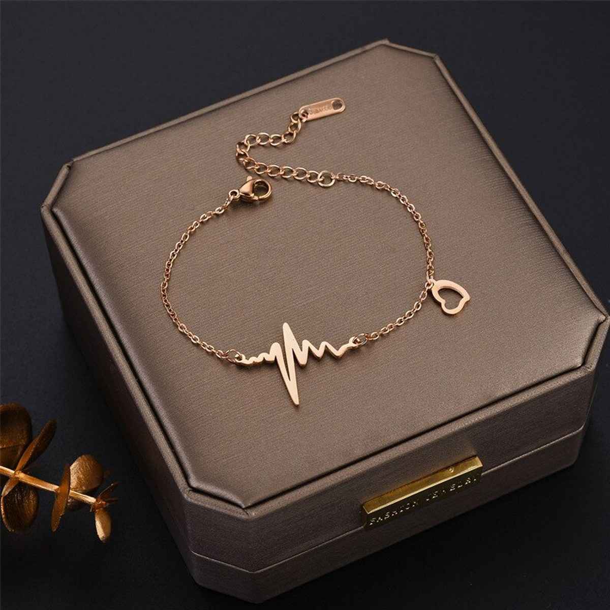 Fashion Frill Women's Heartbeat Anklet Rose Gold Onesize