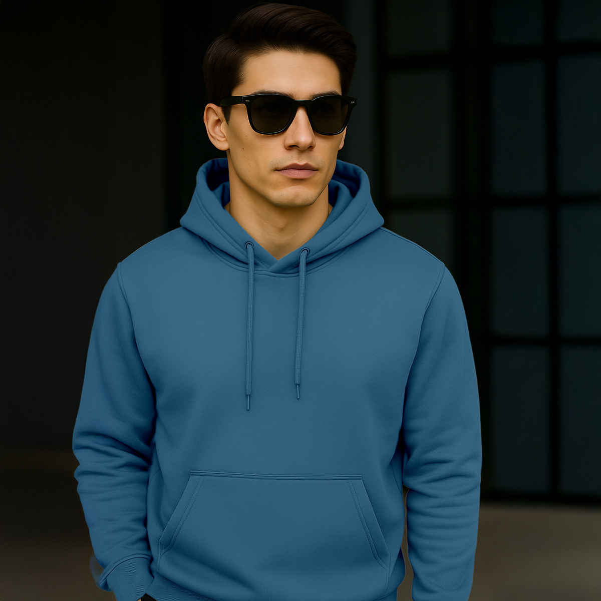 Ftx Men's Solid Regular Fit Full Sleeve Hoodie |Kangaroo Pocket Fleece Sweatshirt |Ice Blue-2XL