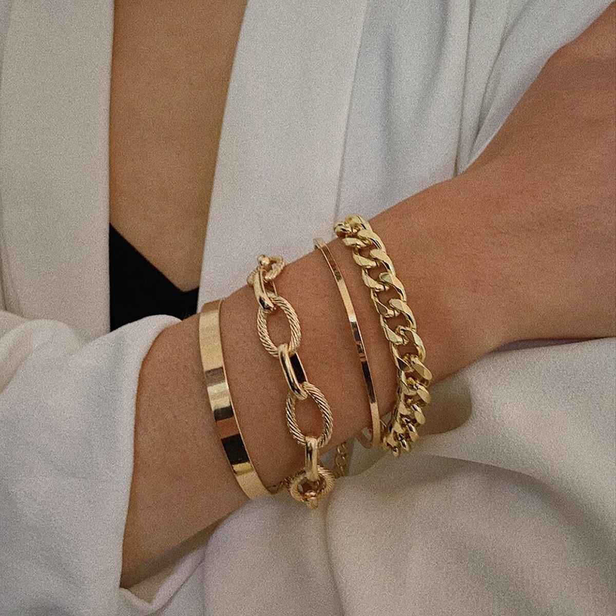 Jewels Galaxy Women Gold-Plated Wraparound & Cuff Bracelet Set