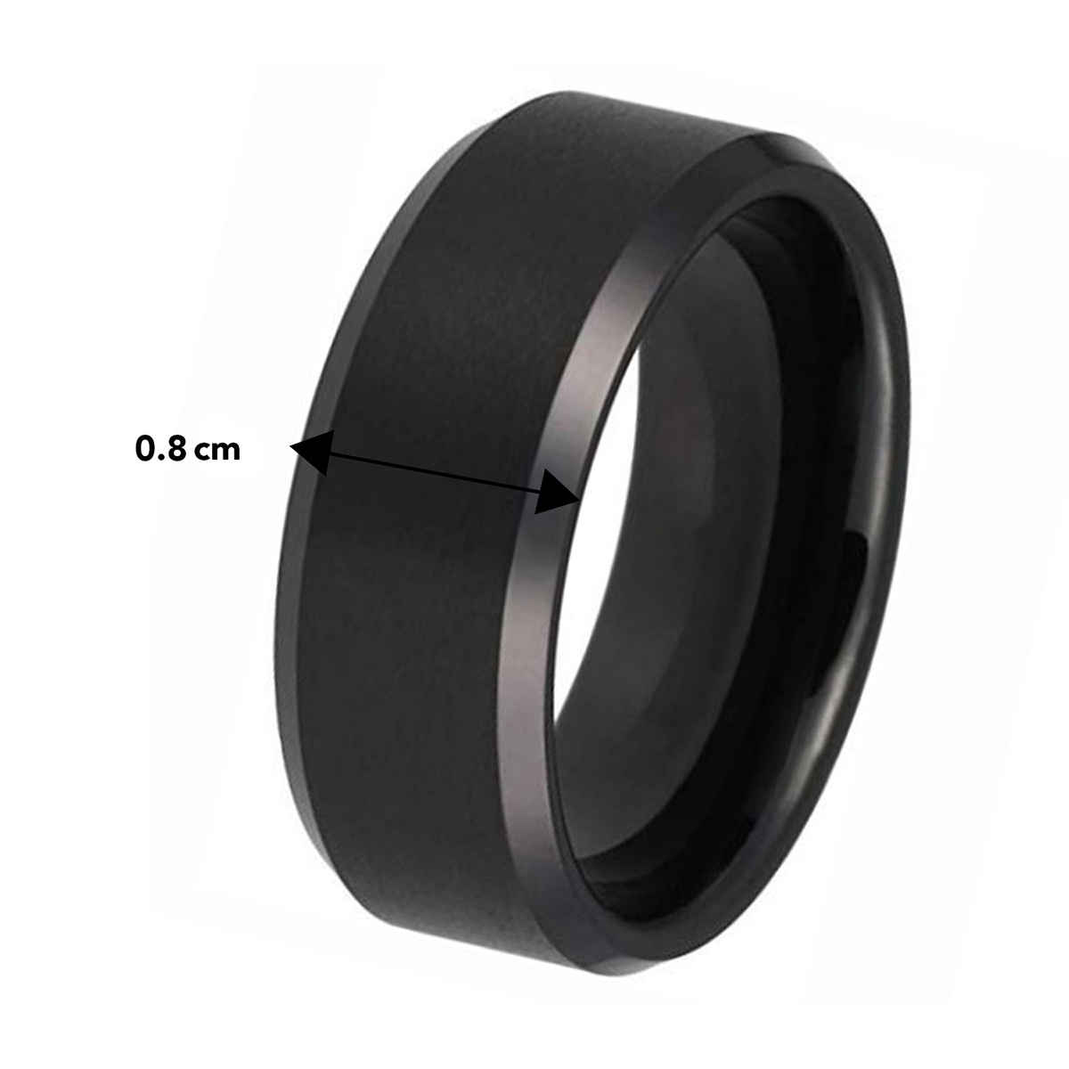 Peora Titanium Band Ring for Men Black Size- US 8