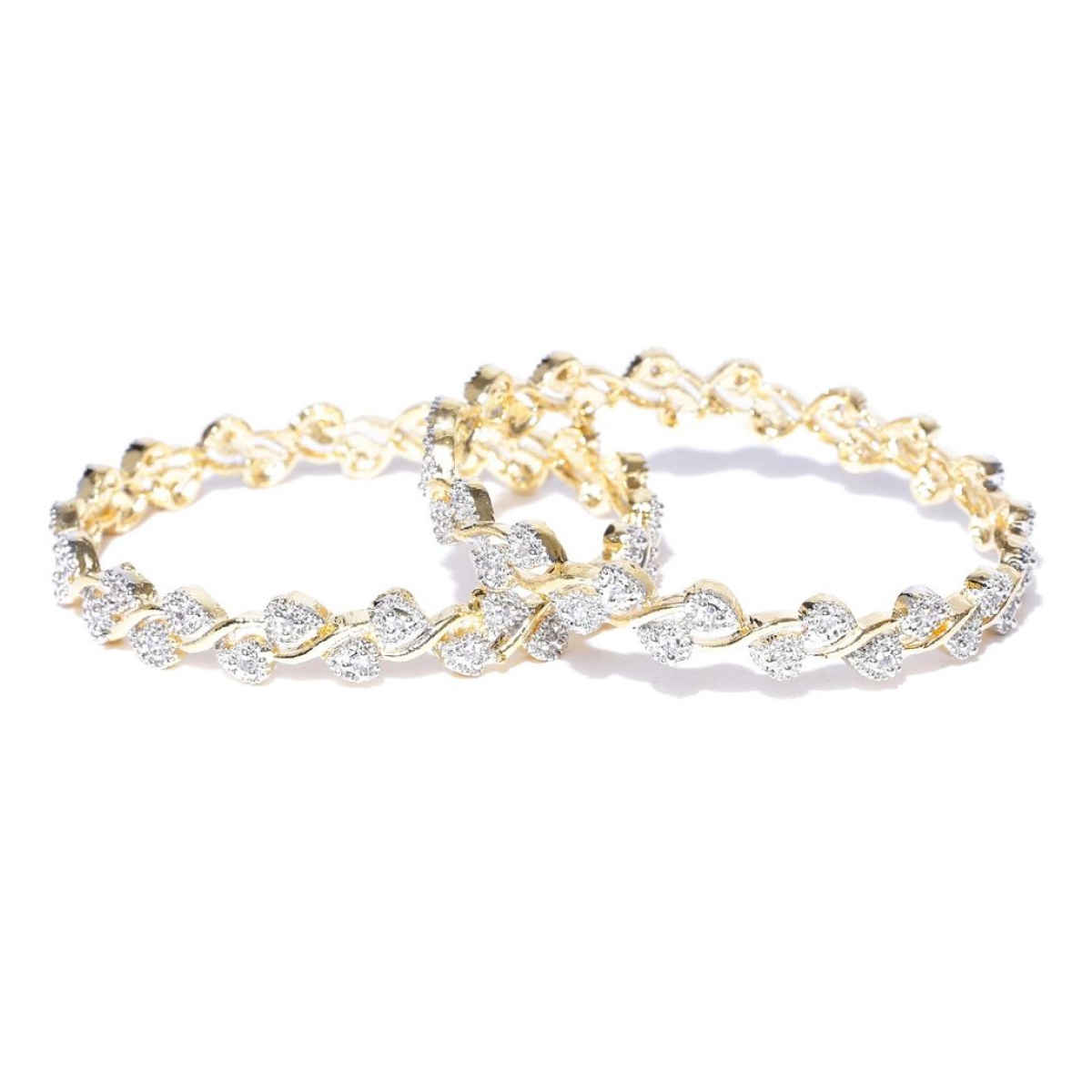 YouBella Traditional Gold Plated and American Diamond Bangle Set for Women (YBBN - 9006C - 2.8)