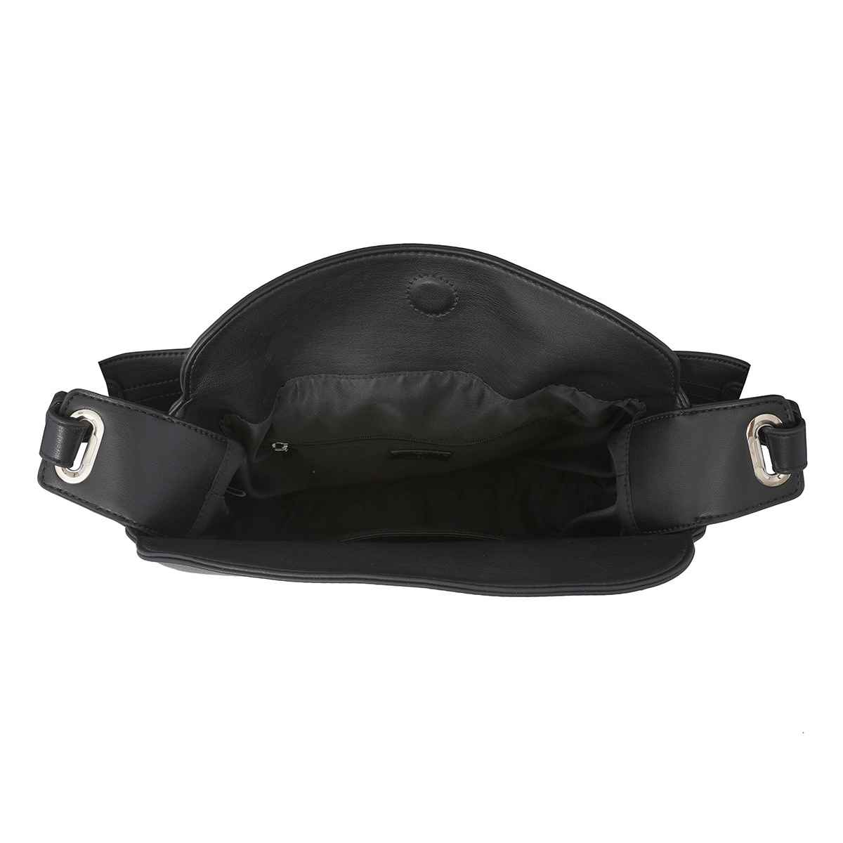 United Colors Of Benetton Women's Solid PU 7.57 L Hobo Handbag | Black - M