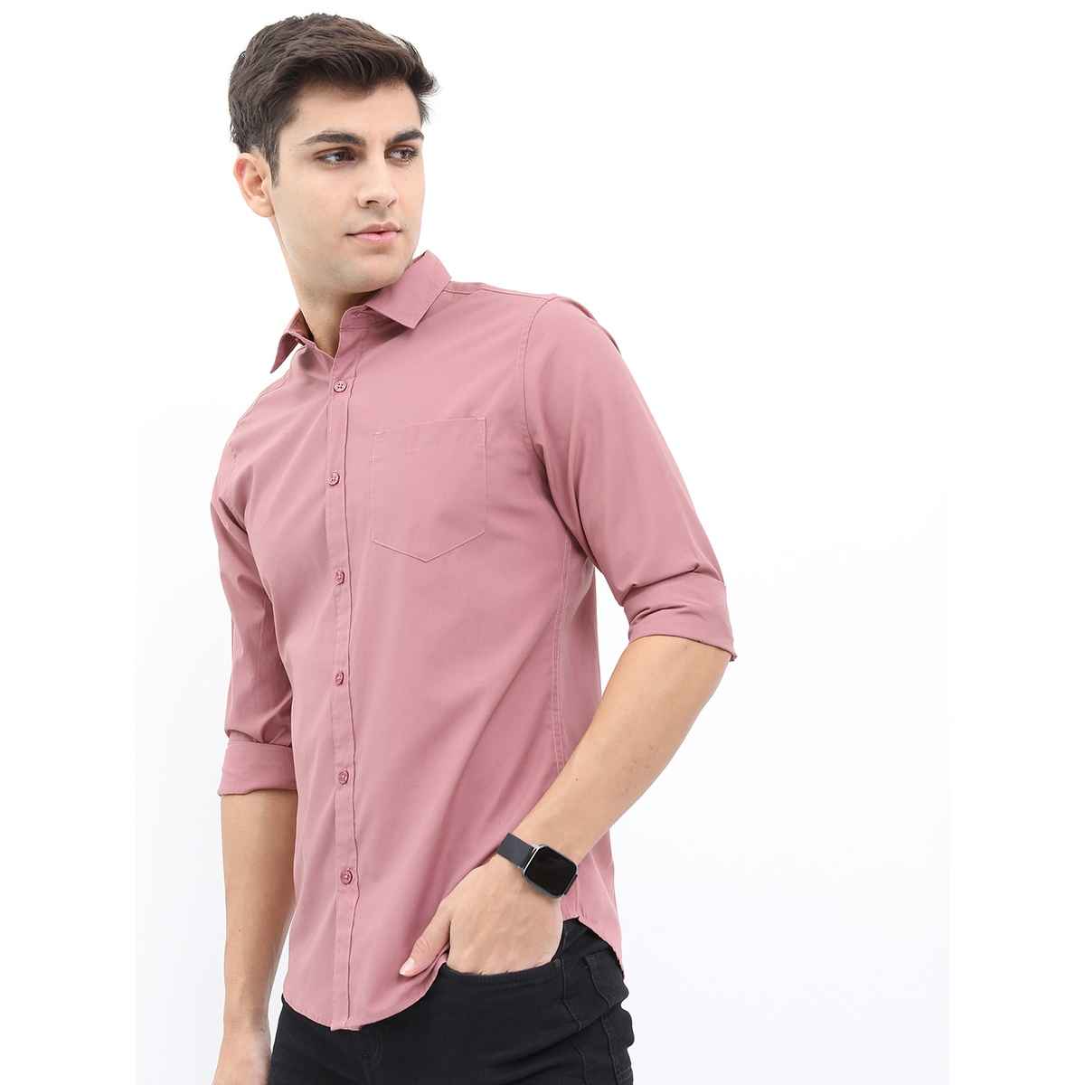 Ketch Men Solid Slim Fit Casual Shirt | Pink | L