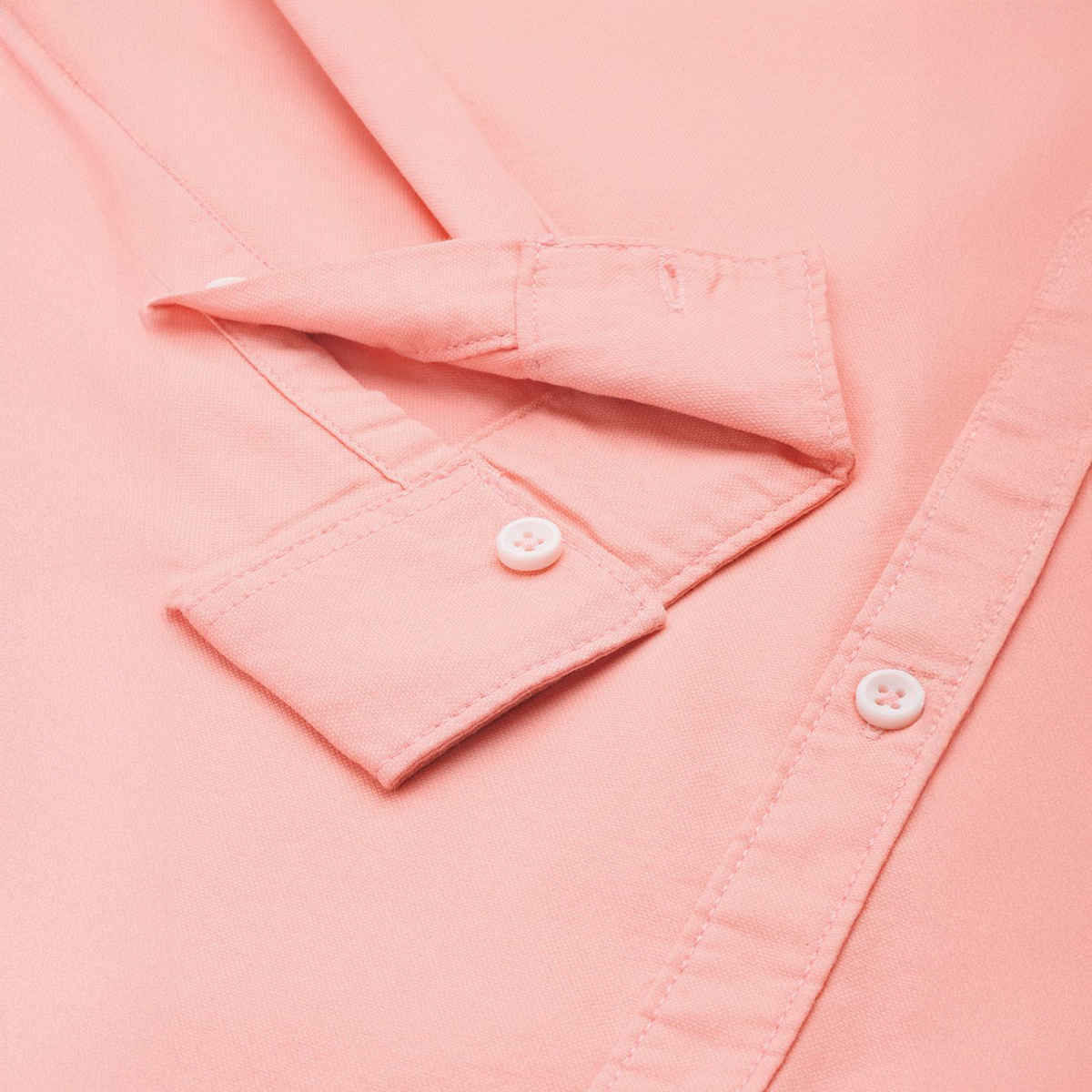 The Indian Garage Co Men's Slim Fit Placement Embroidery Casual Shirt | Pink - S