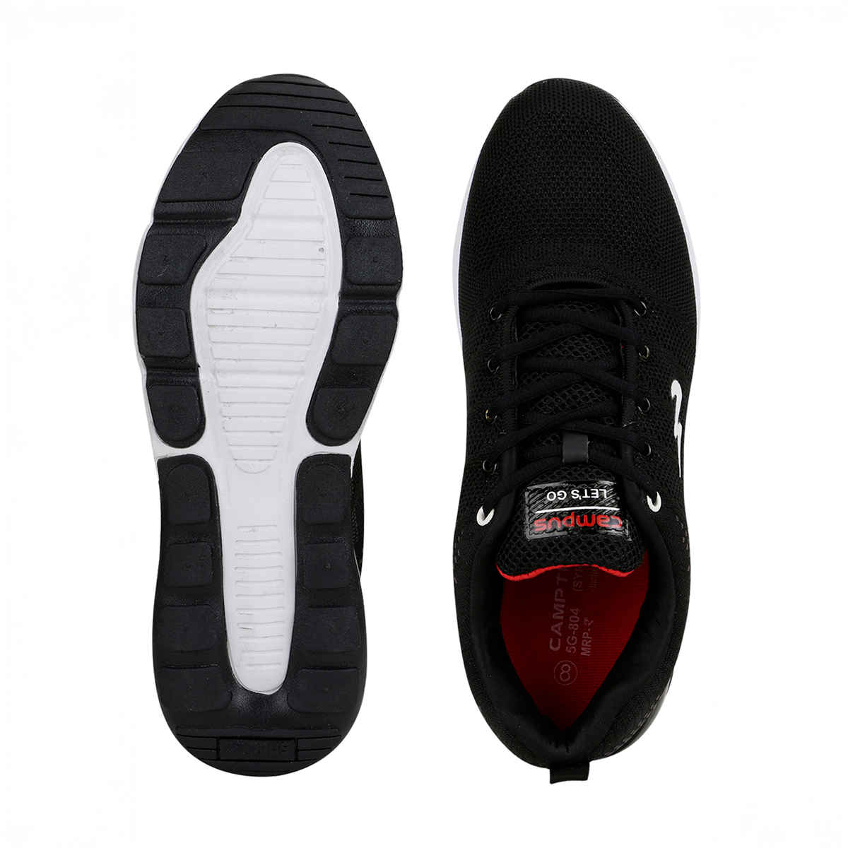 Campus Syrus Black Men's Running Shoes - UK 8