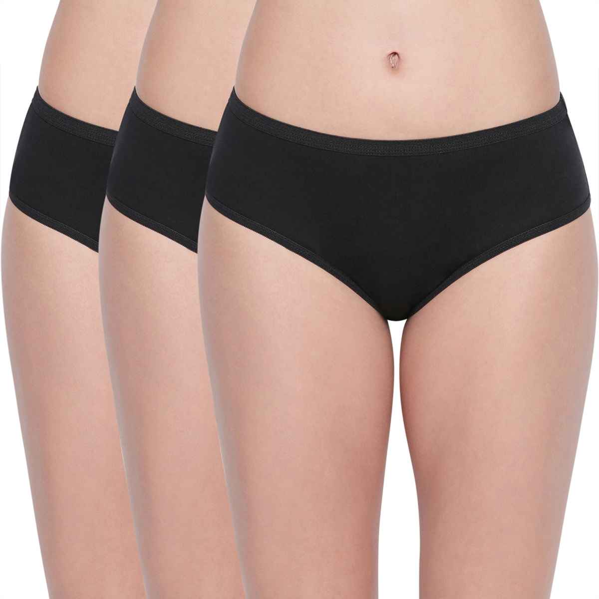 Bodycare Women's Cotton Solid Briefs | Outer Elastic | SKU: 26B | Black