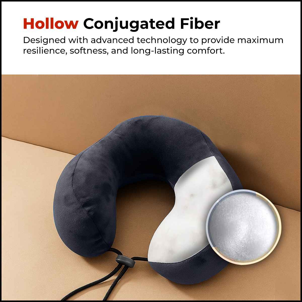 Trajectory Unisex Solid Polyester Travel Neck Pillow with AdvanceDXorthopedic | Blue - Free Size