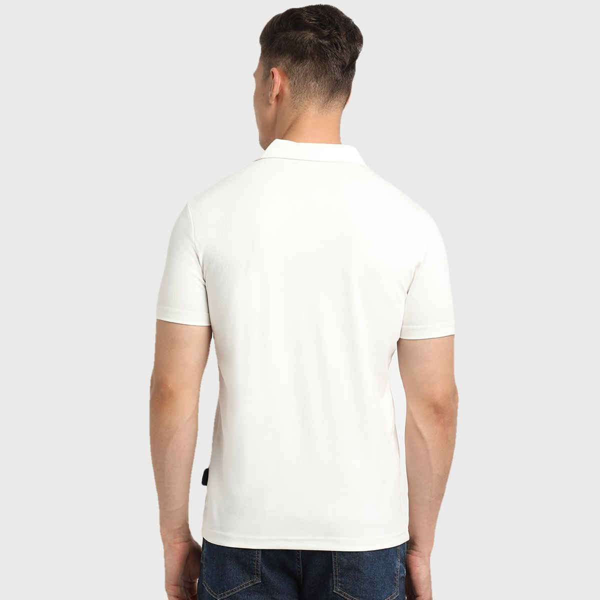 The Bear House Men Slim Fit Solid Polo T-shirt - Mureas | White | XL
