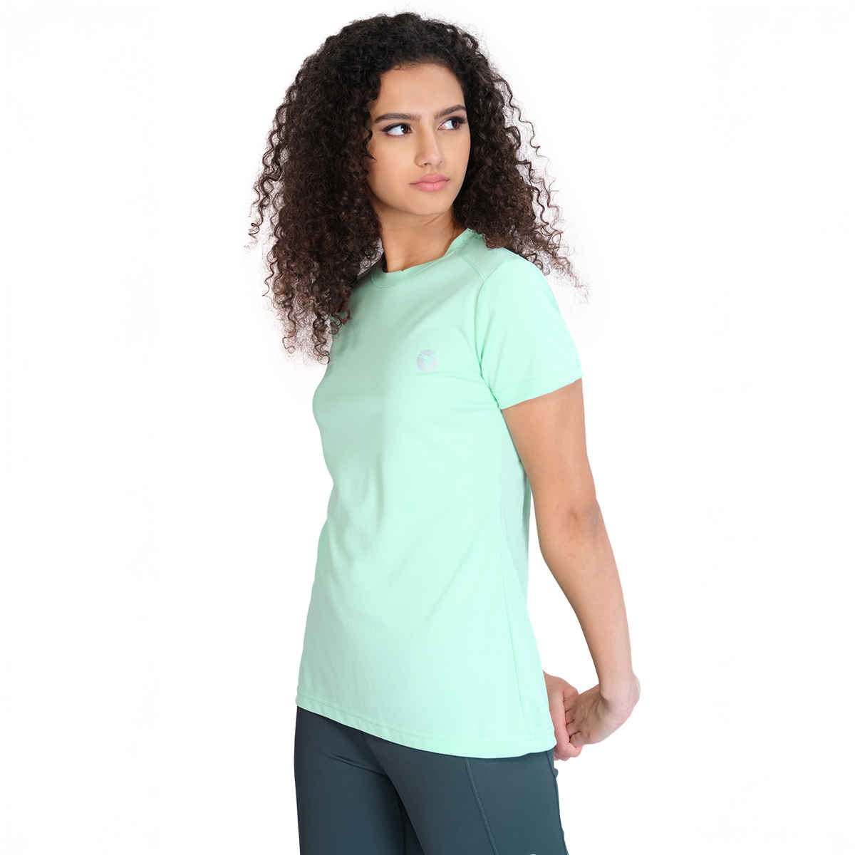 Technosport Women Solid Slim Fit Round Neck Sports T-shirt with Techno CooL Mint Green L