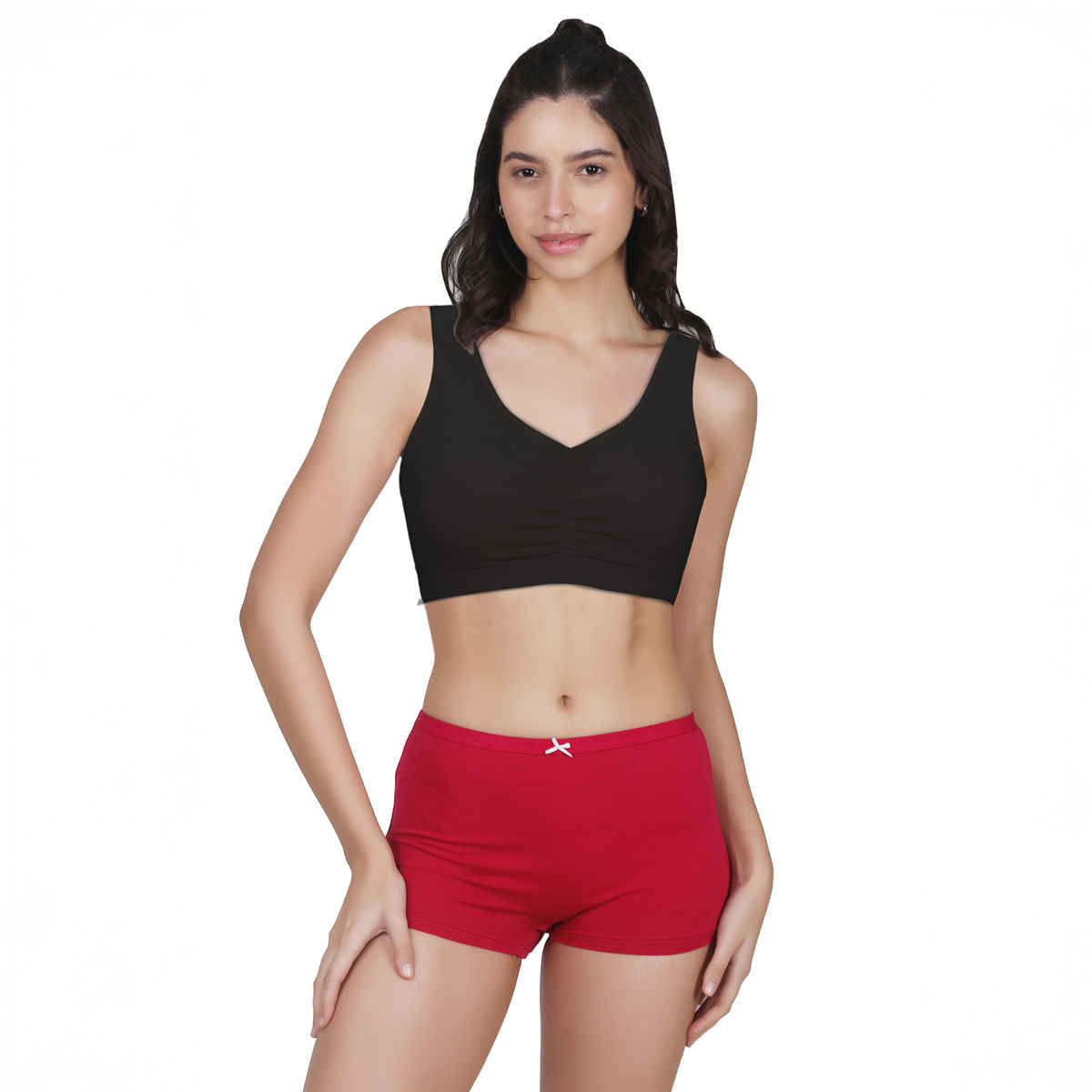 D'Chica Broad Strap Cotton Gym Bra For Women's | Removable Pads | Black | M