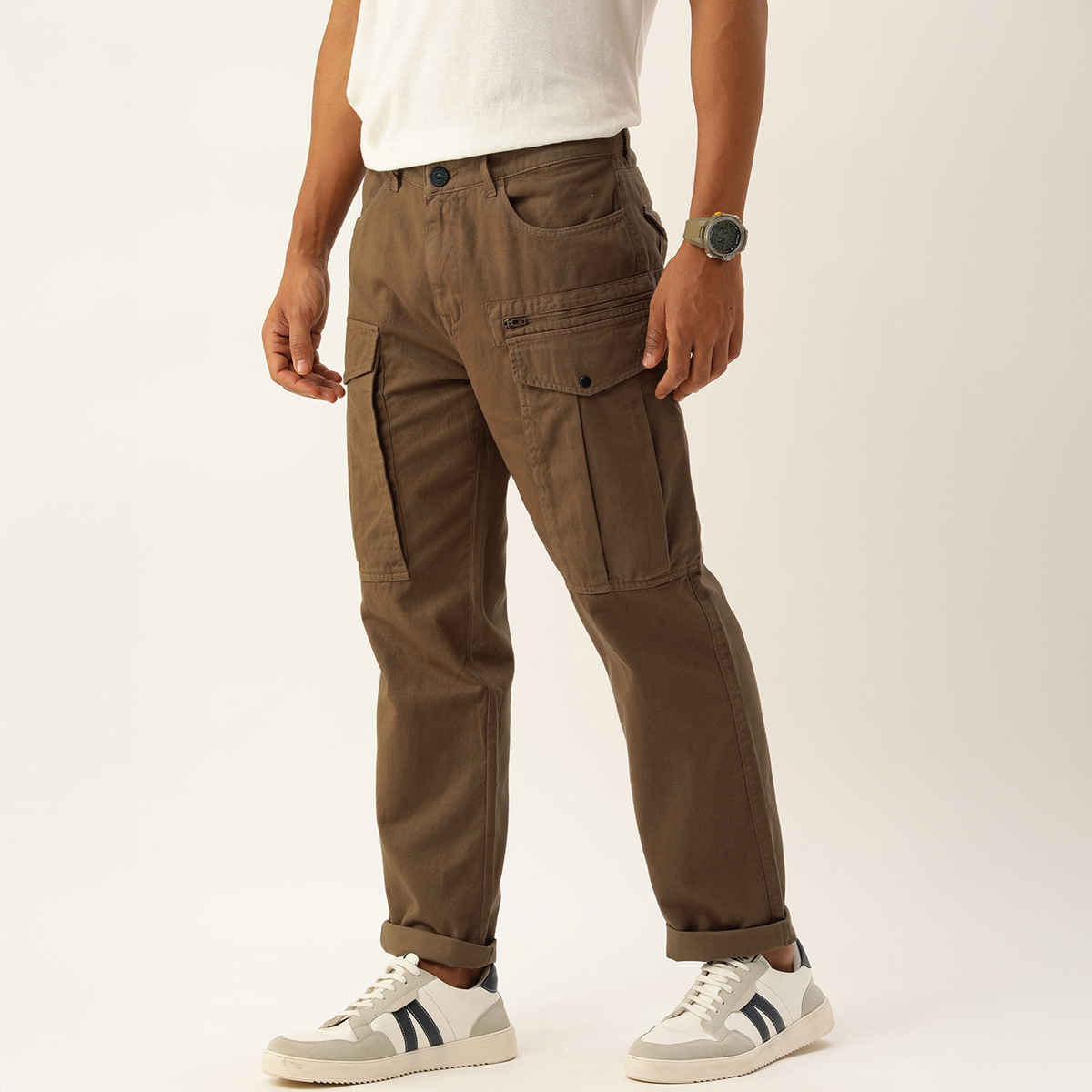 Bene Kleed Men's Relax Fit Cargo Trousers | Brown - 34